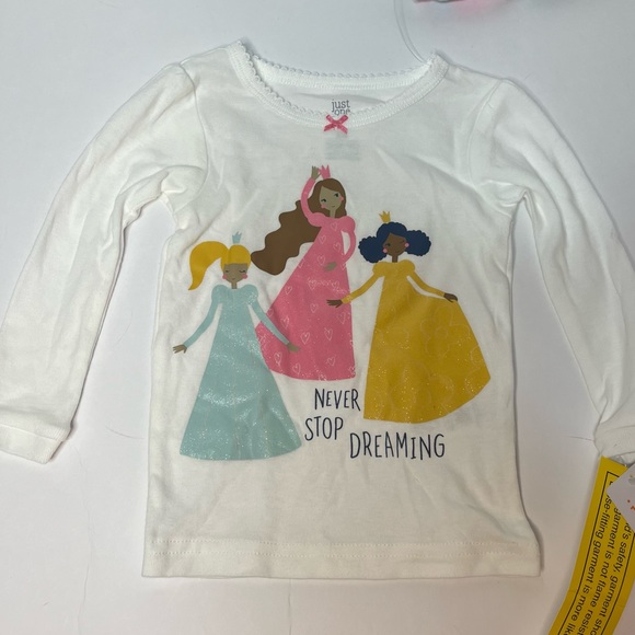 Carters Just One You Baby Girl 4 pc Princess Snug Fit Pink White Pajama Set NEW - Picture 3 of 15